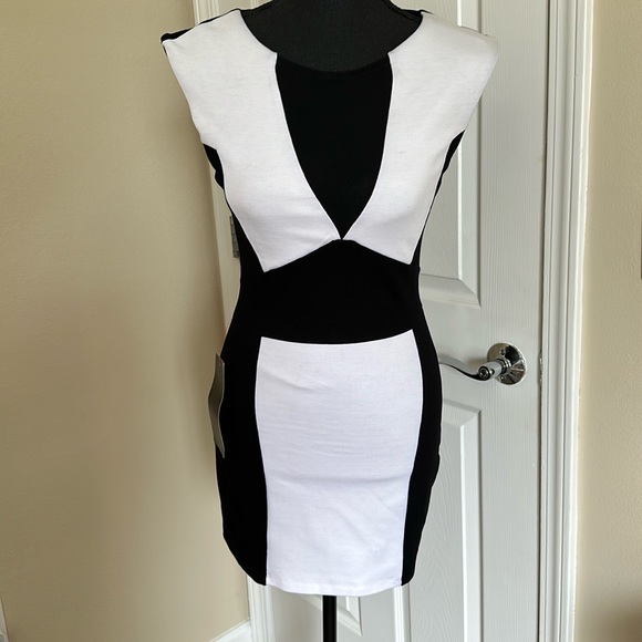 bebe Dresses & Skirts - NWT BeBe Body Con Mesh Insert Zip Dress